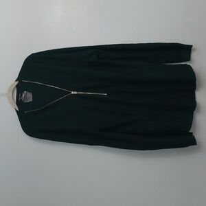 City Chic size M/18 women's long sleeves, front half zip sweater in dark green.